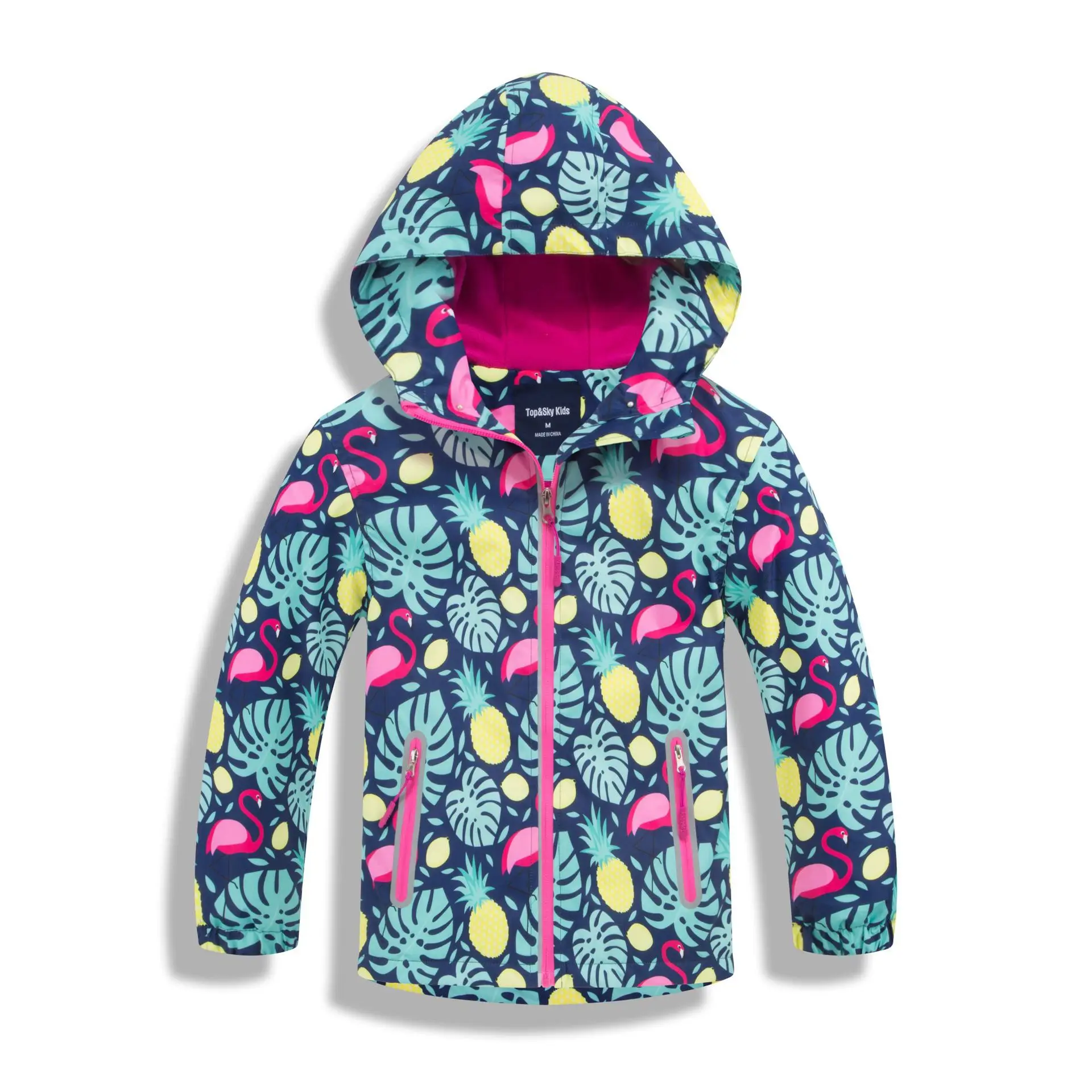 

2019 Popular Flamingo Girls Outdoor Waterproof And Breathable Reflective Thoracotomy plus Velvet Zip-up Shirt Jacket Raincoat Ja