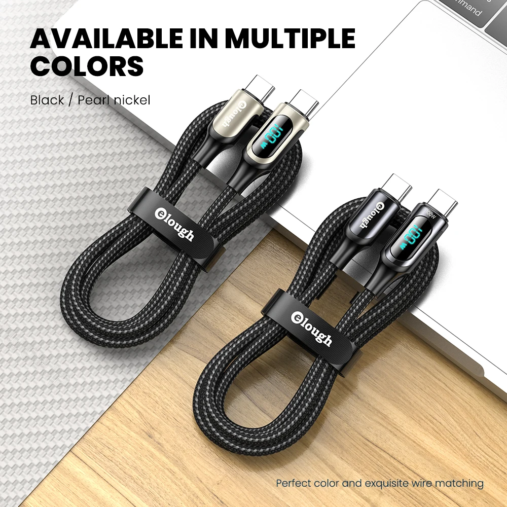 Elough-Cable USB tipo C de carga rápida para Samsung, Xiaomi, POCO, cargador de USB-C, PD, 100W - Imagen 6
