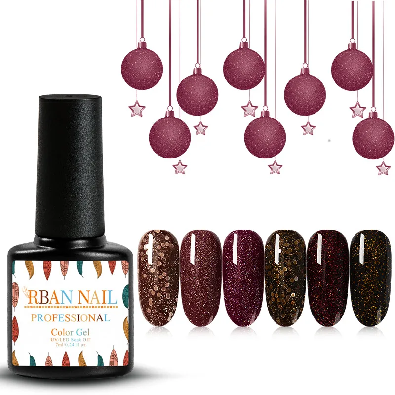 Голографический блеск для ногтей RBAN Гель лак УФ светодиодный отмачиваемый 7 мл