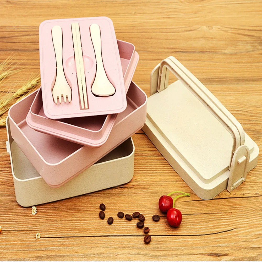 

Portable Lunch Box Wheat Straw Picnic Microwave Bento Food Storage Container Student Camping Lunch Dinner Durable Lunchbox Boxes