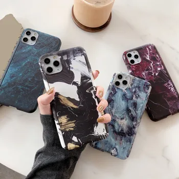 

360 Degree Full Body Protection Marble Stone Painted Hard PC Case For iPhone 11 Pro Max XS Max X XR 10 6 6S 7 8 Plus Funda Capa