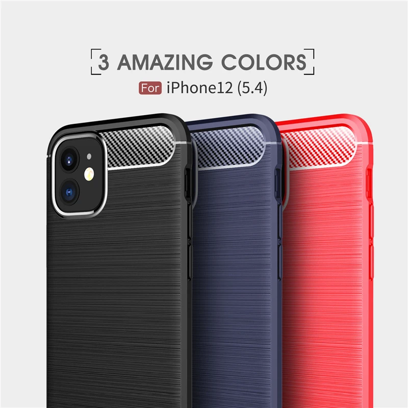 Для iphone 12 Mini чехол из углеродного волокна полный противоударный силиконовый