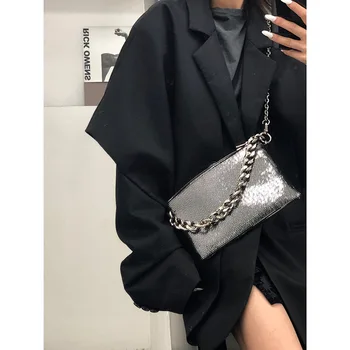 

2020 new fashion chain wild glitter shiny shoulder messenger bag personality luxury street shooting trend armpit bag women bag