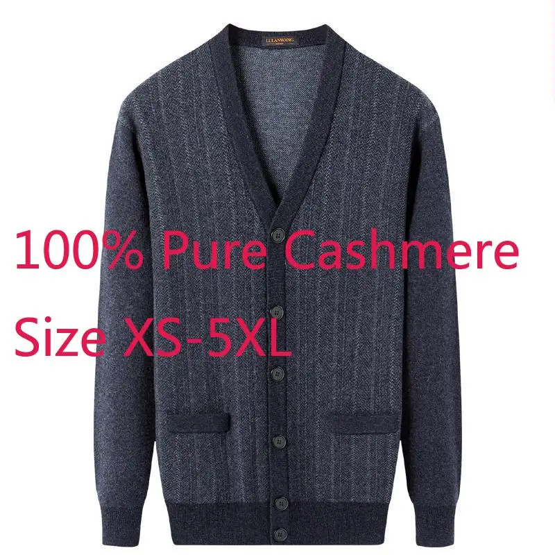 Новое поступление мужской кашемировый свитер компьютерный вязаный Повседневный Кардиган с v-образным вырезом Стандартный шерстяной мужской высококачественный плюс размер XS-4XL - Цвет: B