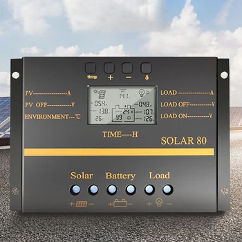 

SZS Hot 80A PWM Solar Controller 12V 24V Auto Charger Controller LCD Display Solar Panel Battery Charging Regulator USB 5V