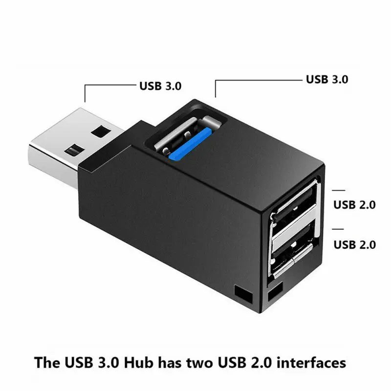 2 шт./компл. 3 порта мини USB 3,0 концентратор Высокоскоростной сплиттер для подключения и воспроизведения на компьютер, ноутбук, лептоп