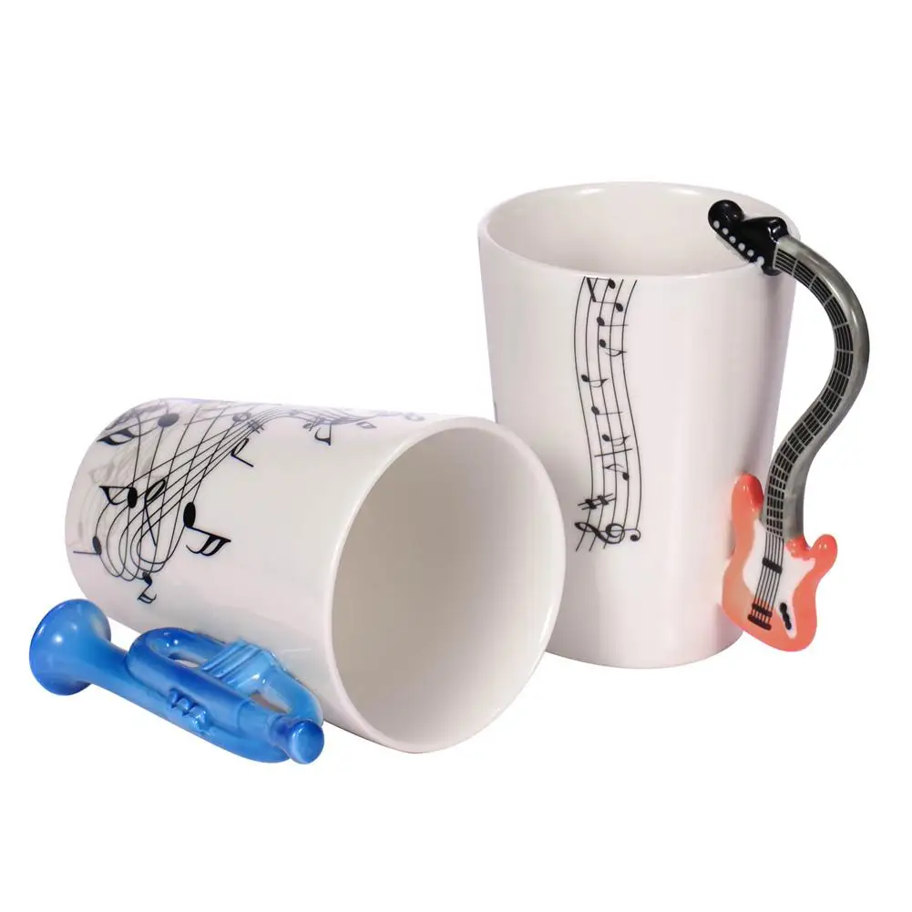 

Creative Guitar Ceramic Cup Personality Music Note Milk Juice Lemon Mug Coffee Tea Cup Home Office Drinkware Unique Gift