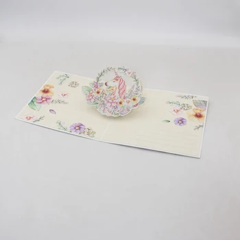 

3D Handmade Colorful Garland Cartoon Smile Unicorn Paper Invitation Greeting Cards Kids Girlfriend Birthday Party Festival Gift