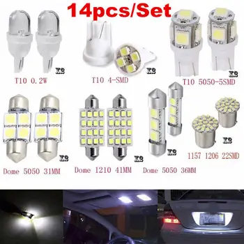 

New 14Pcs/lot LED Lamp Interior Light Package Kit T10 36mm Car Auto Interior Map Dome License Plate Replacement White Lamp