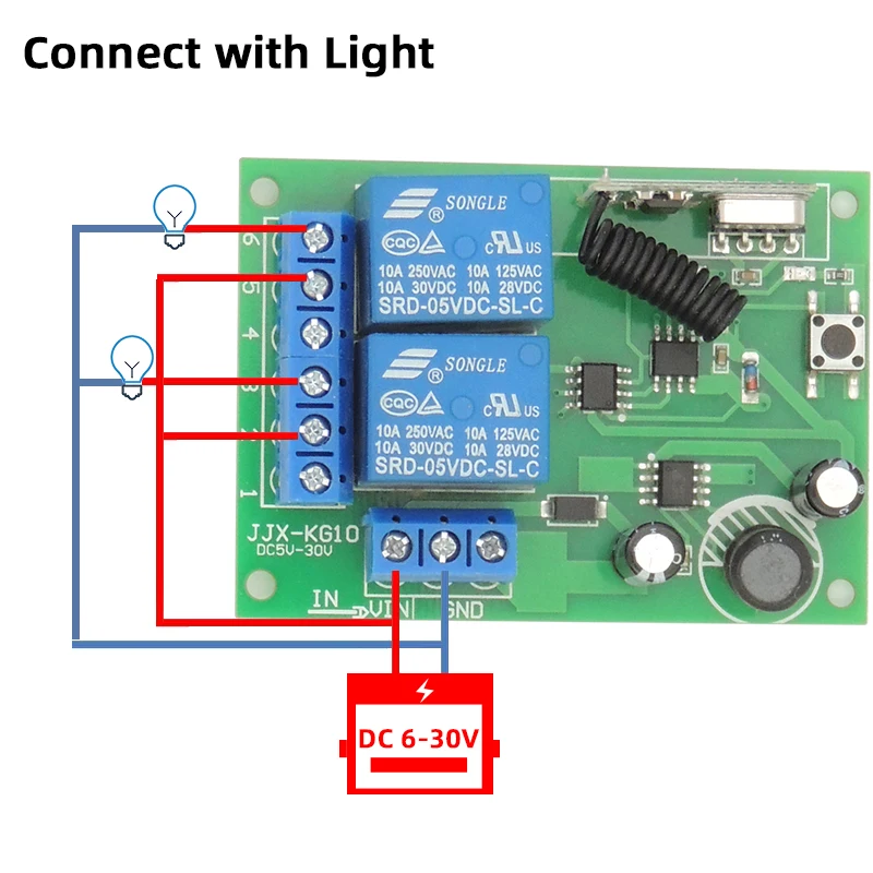 interruptor de controle remoto sem fio módulo de receptor rf dc transmissor para motor de garagem