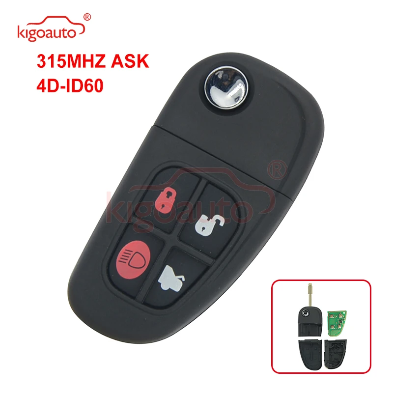 

Kigoauto Flip key 4 button 315Mhz FO21 blade NHVWB1U241 for Jaguar X S XJ XK car remote key