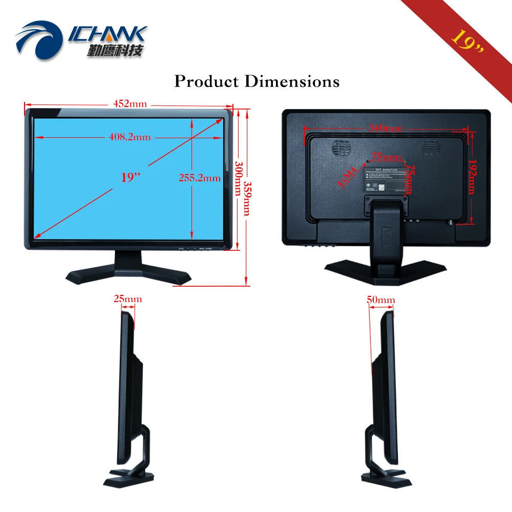 POS  ϱ PC , HDMI Է USB ġ ũ, Ļ ֹ  ZB190JC-592R, ̵ ũ, 19 ġ, 1440x900 16:10