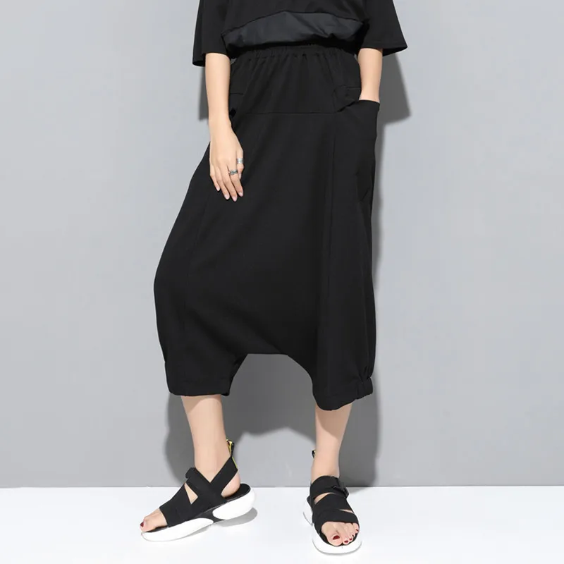 ASYMSAY New Women Harem Pants Female Elastic High Waist Casual Loose Calf Length Pants Fashion Tide AL1480