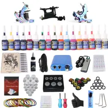 Профессиональный Полный набор E комплект татуировок машина 3 шт. лайнер+ шейдер+ печатная машина тату-пистолет набор чернил коробка с рукояткой советы питания