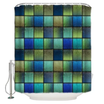 

Flower Cloth Green Blue Paisley Satin Pattern Shower Curtains Polyester Fabric Waterproof Bath Curtain