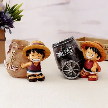 

Anime One Piece Luffy Resin Creative Figure Office Desk Pen Holder Collectible Decoration Action Figurines Boy Toys Useful Gifts