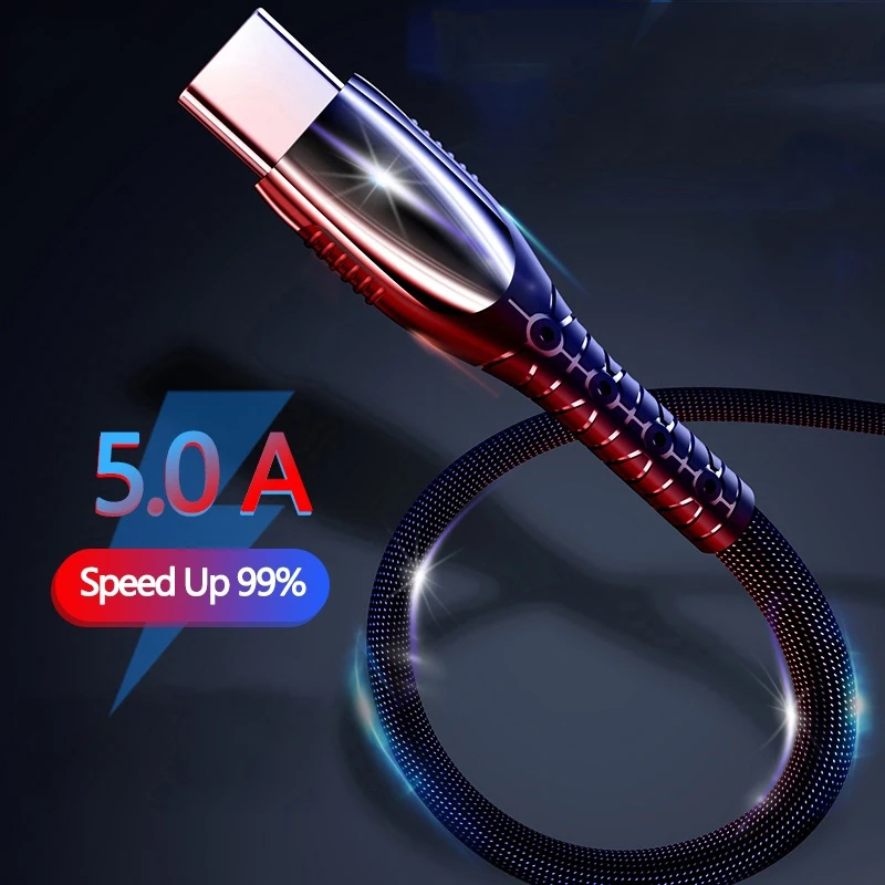 

Oppselve Led Fast Charge USB C Cable for Huawei Mate 30 20 P30 20 Lite Pro 5A Fast Charge Wire Nylon Cord for Type-C Device Cord