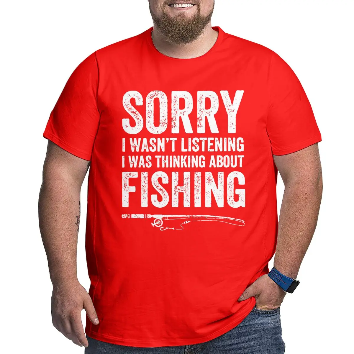 Thinking About Fishing Fisherman T Shirts Men Cotton T-Shirt Fisher Quote Big  Tall Tees Short Sleeve Clothing Big Size 5XL 6XL - AliExpress