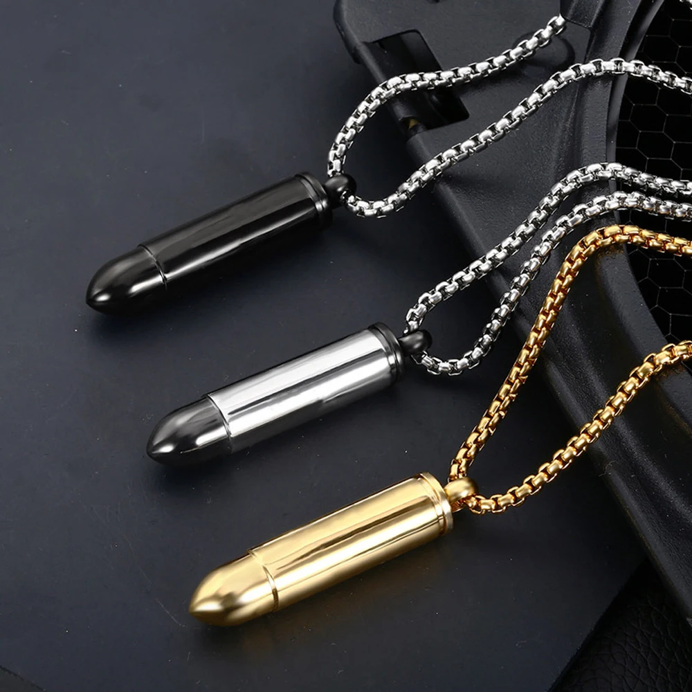 

Fashion Punk open Fake Bullet nose Men Pendant Necklace Open Hip-hop Rock Jewelry male female Unisex Necklace Collar Accessory