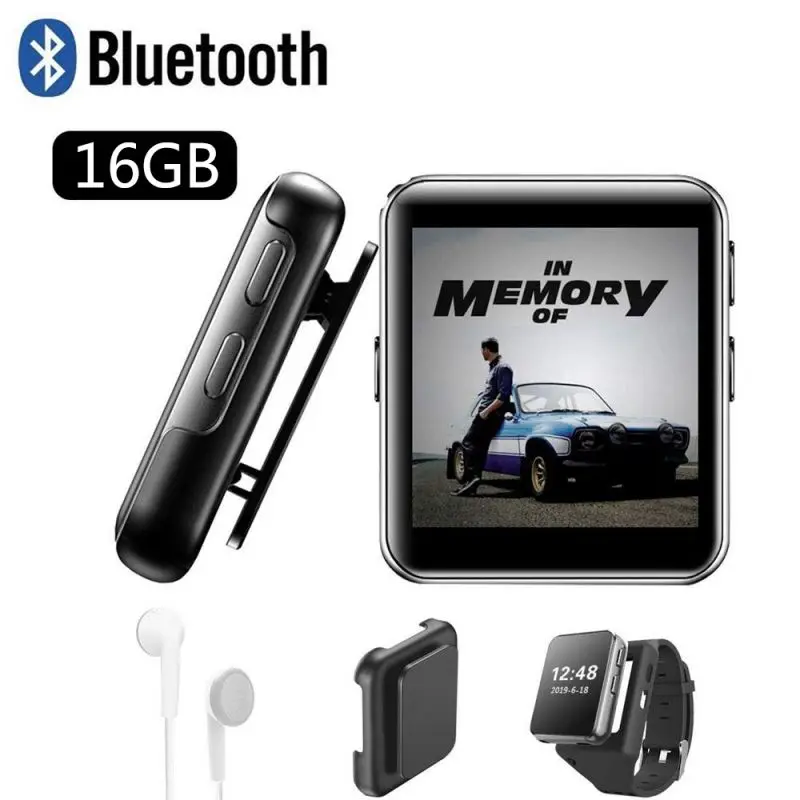 MP3 плеер Bluetooth динамик спортивный мини клип 1,54 дюймов сенсорный экран портативный MP3 плеер HiFi металлический аудио Mp3 плеер FM радио