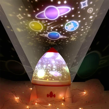 

Space LED Projector Light Colorful Rocket Rotating Projector Sleeping Night Light Table Lamp Nightlight Bedroom Decoration D40