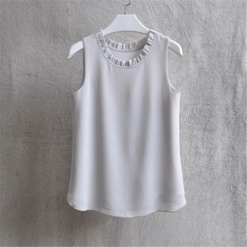 Woherb 21 Colors Solid Ruffle Chiffon Blouse Women 2020 Summer Fashion Vest Blusas Casual Loose Sleeveless Ladies Tops Shirt Woherb 21 Colors Solid Ruffle Chiffon Blouse Women 2020 Summer Fashion Vest Blusas Casual Loose Sleeveless Ladies Tops Shirt