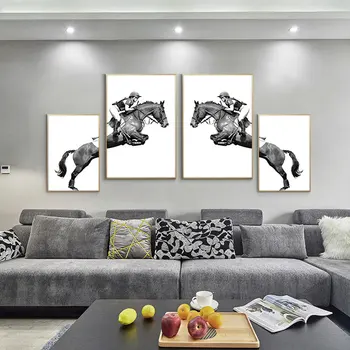 

Two Panels Knight Canvas Art Paintings Modern Art Canvas Prints Black Horse Modular Pictures for Living Room Wall Decoration
