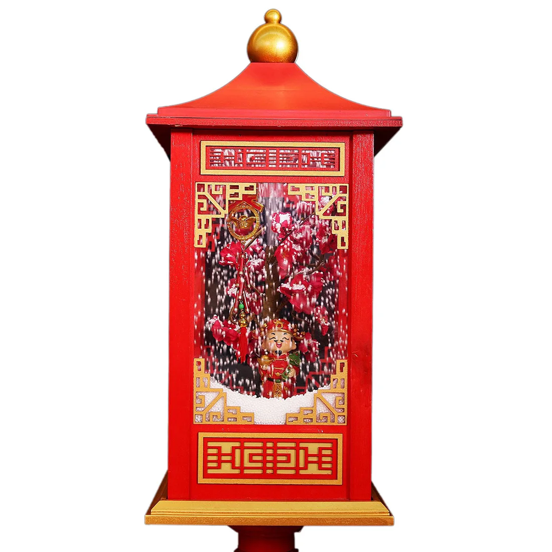 

Spring Festival Wooden Musical Snow Globe Lantern Chinese Palace Lantern Home Decoration - Gold of Wealth (2-Pin Plug)