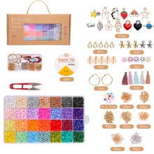 Ensemble de perles rondes plates en argile polymère, pour bricolage, Bracelet, collier, accessoires, perles d'espacement en céramique douce, Boho, ensemble de fabrication de bijoux, 1 ensemble