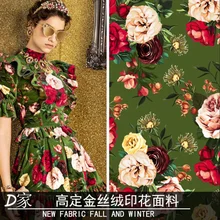 2 ярда/Лот Горячая Распродажа Весенняя Корейская Бархатная ткань с цветочным принтом для платья Модная кружевная ткань с принтом для одежды сделай сам