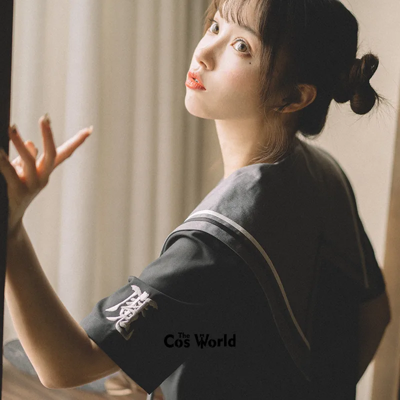 Black Summer Navy Sailor Suit Tops Skirts JK High School Uniform Class Uniform Students Cloth japanese school uniform