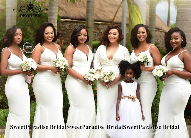 Белые платья подружки невесты на тонких бретельках для подростков, длинные женские платья,, Vestido Madrinha, вечерние платья для гостей на свадьбу