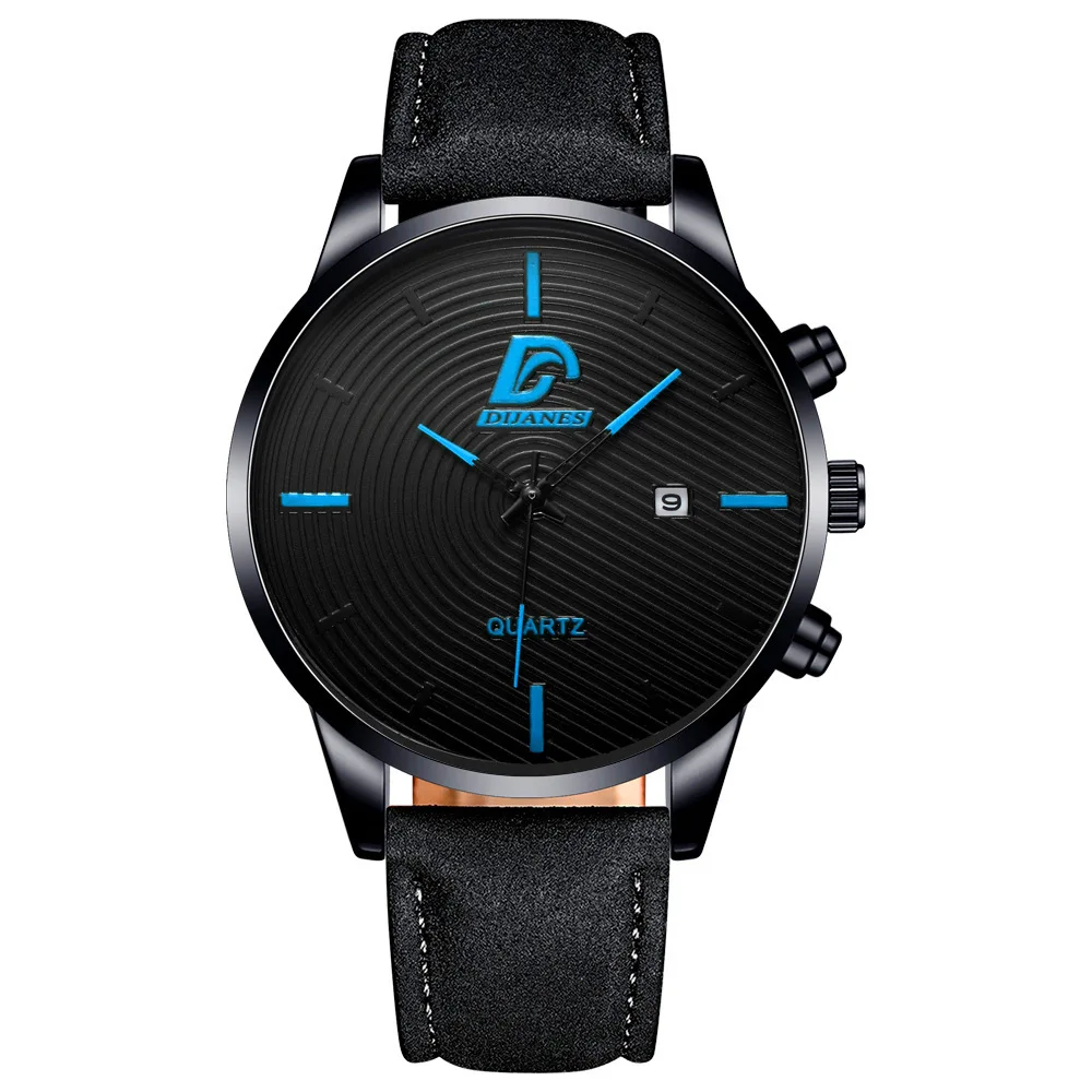 

2021 New Fashion Men's Leather Quartz Watch Men's Leisure Business Calendar Watch In Stock Watch for Men Luxury Christmas Watch