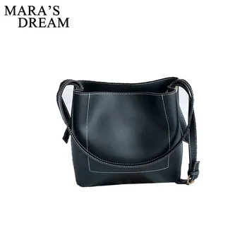 

Mara's Dream 2019 New Solid Color Sleek Minimalist Lock Portable Handbag PU Leather Shoulder Diagonal Package