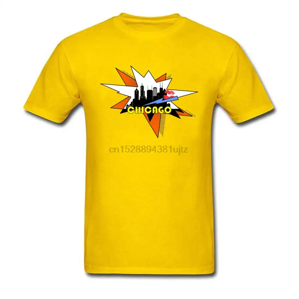 シカゴ市イラスト Tシャツアートスカイラインファッション衣類シャツメンズ長袖 Tシャツシャツ米国プラスサイズルース Tシャツ男 Aliexpress