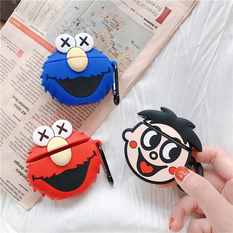 

Cartoon Sesame Street Cute Earphone Case for Apple Wireless Bluetooth Headset Airpods Silicone Cover Air Pods 2 Accessories