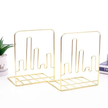 

1 Pair Creative Electrocardiogram Shape Bookends Book Support Stand Desk Holder M17F