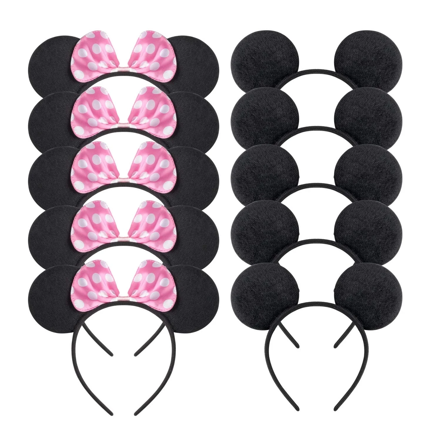 Ensemble de 12 pièces oreilles de Minnie Mouse, couleur unie, noir