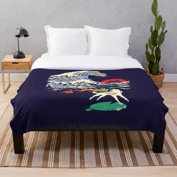 

The Great Wave off Oni Island Blanket Wool Flannel Plush Blanket Bedspread For office Sherpa Blanket Couch Quilt Cover Travel