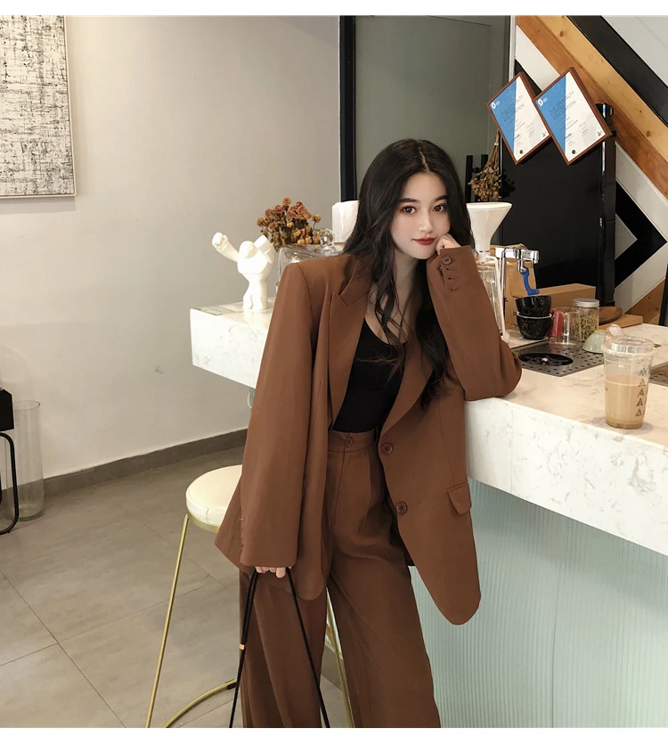 Women's Fashion Blazer Pantsuit Office Ladies Business Suit Long Sleeve Jacket+Trousers Two Piece Set Femme Autumn Clothings red pant suit