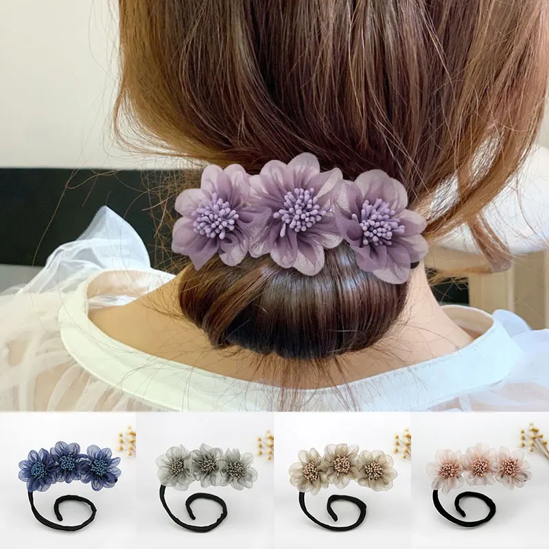 Yarn Ribbon Hair Making Tools Flower Curl Bun Head Band Donut Maker Quick Messy Hairpin Foldable Rope Accessories |
