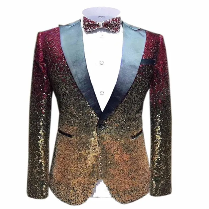Picture style 1 шт. Блестящий Мужской Блейзер костюм Slim Fit пиковая Нотч лацкан смокинг для вечеринка, Свадебный банкет ночной клуб блейзер - Цвет: Picture style