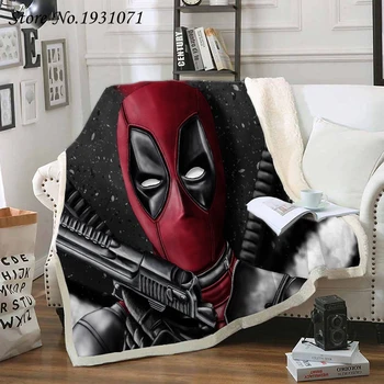 

NEW Deadpool 3D Printed Fleece Blanket for Beds Thick Quilt Fashion Bedspread Sherpa Throw Blanket Adults Kids 01