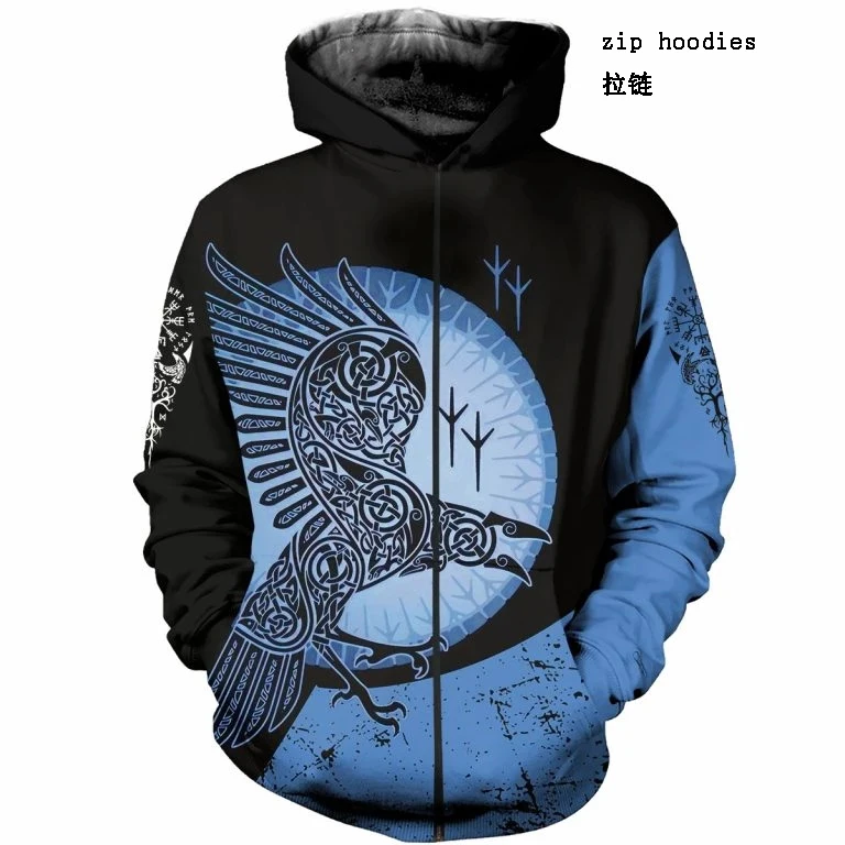 zip hoodies PLstar Cosmos Viking Tattoo 3D напечатанные футболки с 3D принтом Толстовка/молния Мужская и женская Татуировка Орлиного Креста-10 - Цвет: zip hoodies
