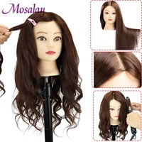 Tête de poupée colorée avec 85% cheveux humains mélangés de 60cm pour coiffeurs tête de Mannequin coiffures tête de formation de coiffure 1