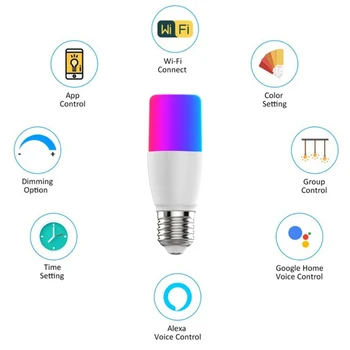 

7W Smart Light Bulbs Cellphone Wireless WiFi Voice Control LED Bulb RGB Energy Saving Dimming Light Bulbs With Alexa/Google Home