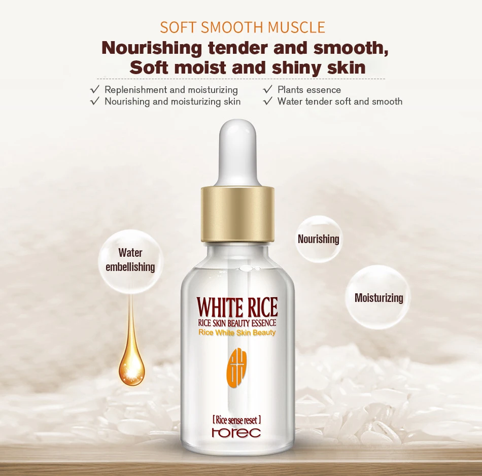 HOREC White Rice Whitening Essence Moisturizing Nourishing Anti Wrinkle Face Serum Face Fine Lines Acne Treatment Skin Care 15ml HOREC White Rice Whitening Essence Moisturizing Nourishing Anti Wrinkle Face Serum Face Fine Lines Acne Treatment Skin Care 15ml