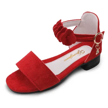 

Summer Kids Shoes For Girls Sandals Flowers Princess Shoes Kids Sandals chaussure fille 4T 5T 6T 7T 8T 9T-16T Pink Black Red