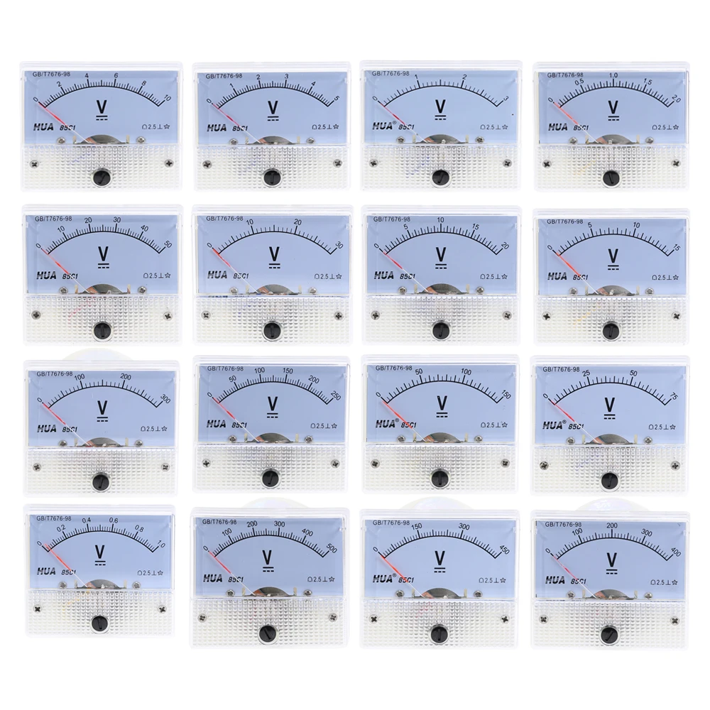 

DC Analog Panel Volt Voltage Meter 85C1 Voltmeter Gauge 20V 30V 50V 75V 150V 250V 300V 400V 450V 500V Mechanical Voltage Meter
