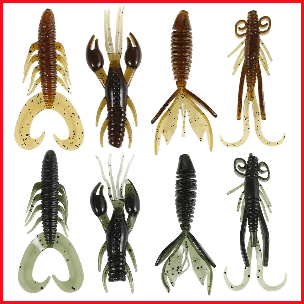 Soft Lure Shrimp Silicone Artificial Baits Worms Lobster Fish Lures Jig Wobbler Sets for Swimbait Bass Carp Sea Fishing Tackle | Спорт и